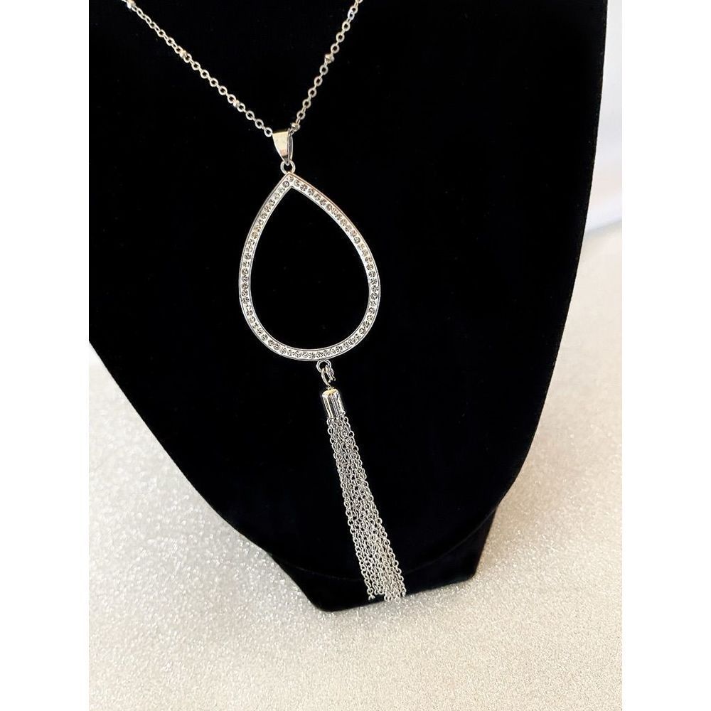 Swarovski Crystal Teardrop Tassel Necklace